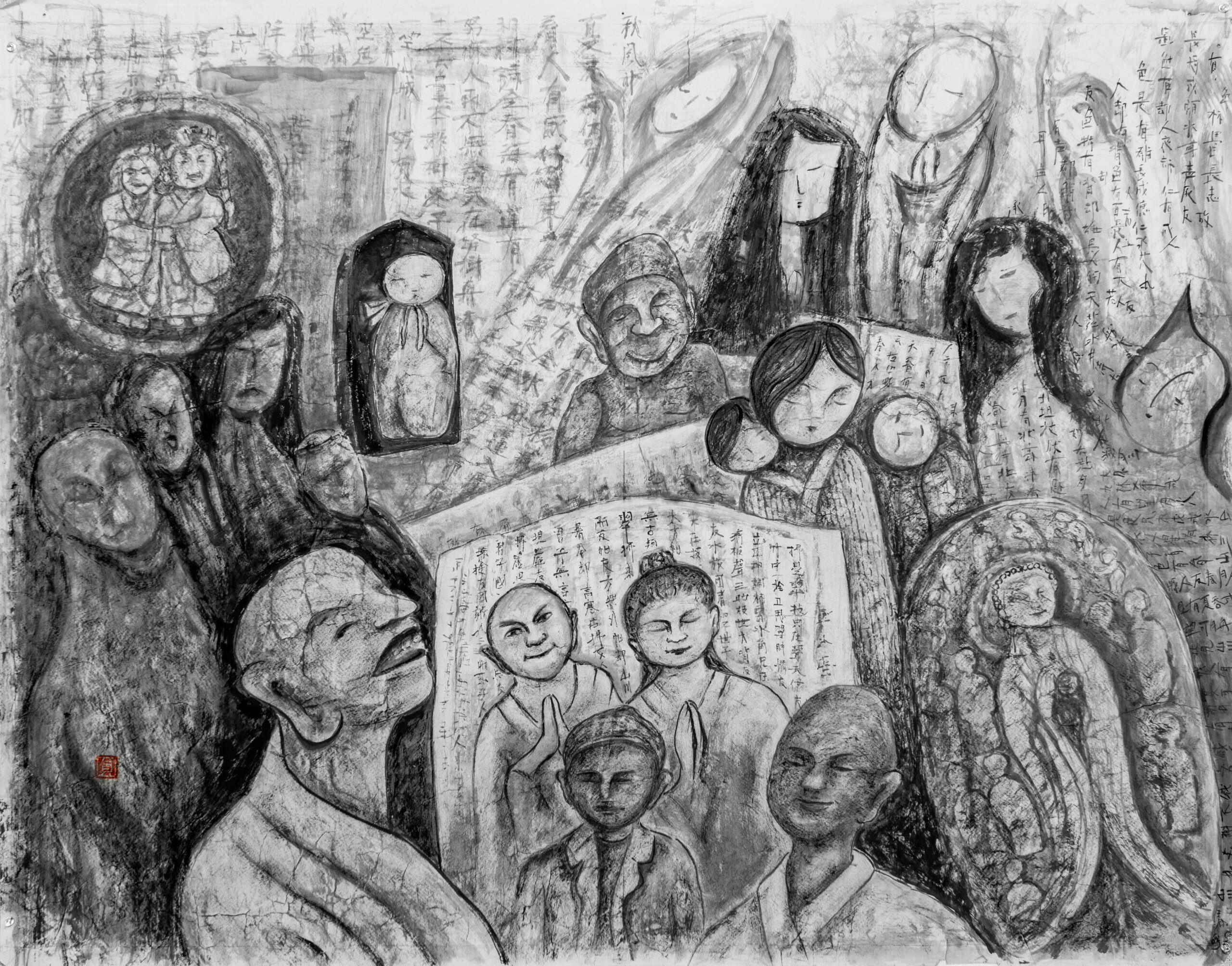 作品番号:45　「石仏たち」 −&nbsp;祈りの重なり、いのちの交差点